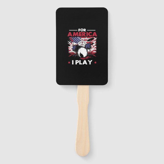 Percussionist Drum Drummer American Flag Patriotic Hand Fan (Front)