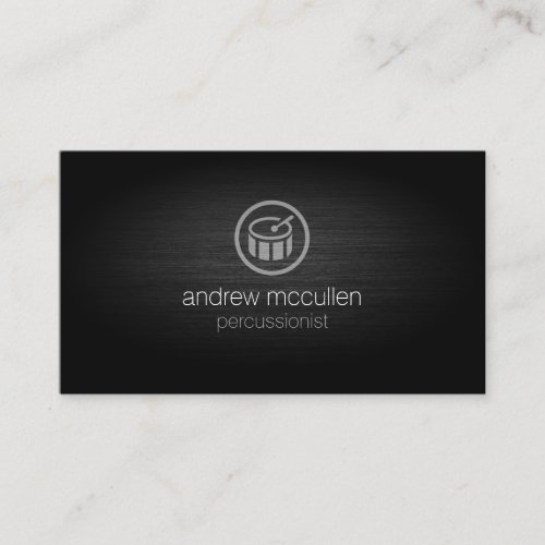 Percussionist Drum Icon Brushed Metal Musician Business Card