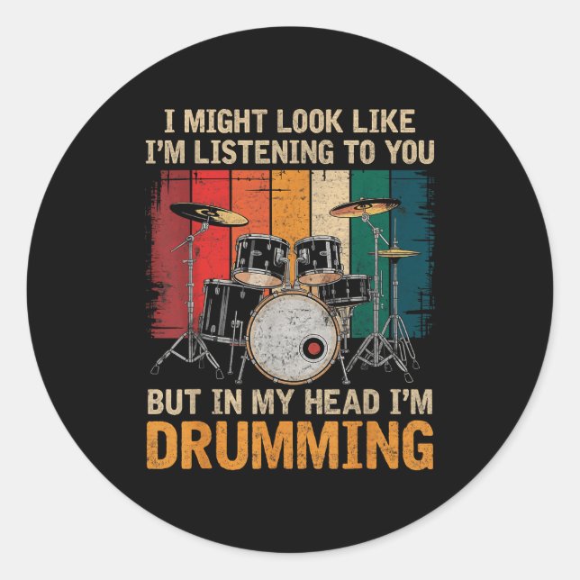 Percussionist Drumming For Drum Set Lover Drummers Classic Round Sticker (Front)