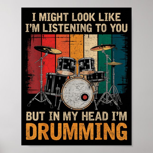Percussionist Drumming For Drum Set Lover Drummers Poster (Front)