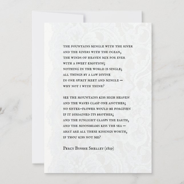 Percy - Romantic Poem Wedding Invitation (Front)