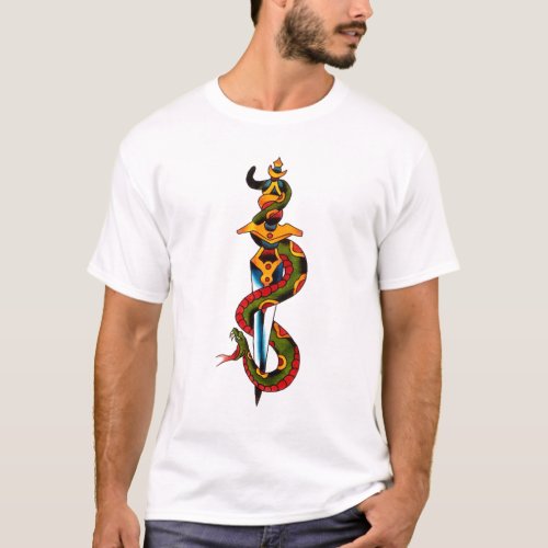 Percy Waters Snake and dagger T_Shirt