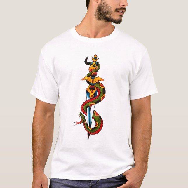 Percy Waters Snake and dagger T-Shirt (Front)
