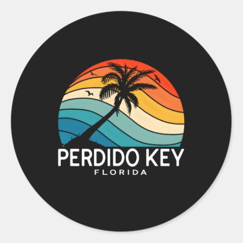 Perdido Key Florida Tropical Beach Palm Tree Classic Round Sticker