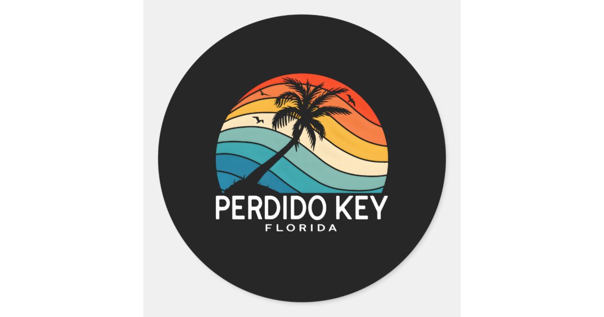 Perdido Key Sticker Perdido Key Florida Tropical Beach Palm Tree Classic Round Sticker | Zazzle