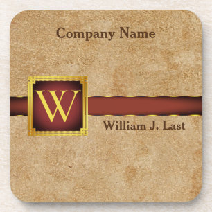 Perdonalized Tan Chamois Leather Print Beverage Coaster