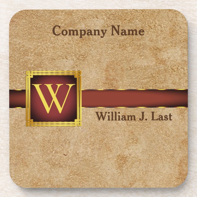 Perdonalized Tan Chamois Leather Print Beverage Coaster (Front)