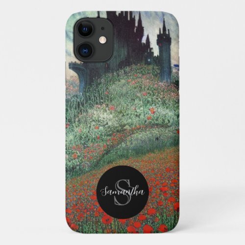 Perdsonalized Name Gothic Castle And Poppy Flower iPhone 11 Case