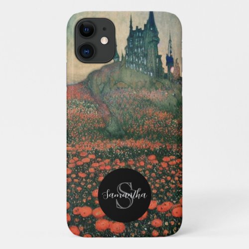 Perdsonalized Name Red Poppies And Gothic Castle iPhone 11 Case