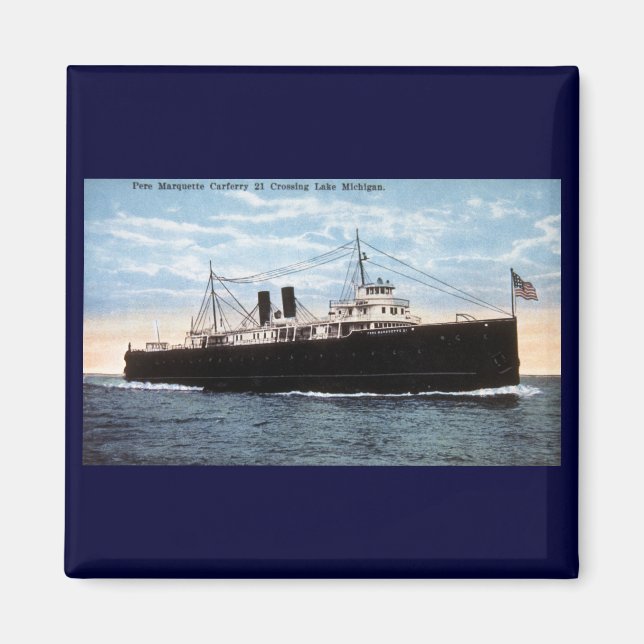 Pere Marquette Car Ferry 21 Crossing Lake Michigan Magnet (Front)