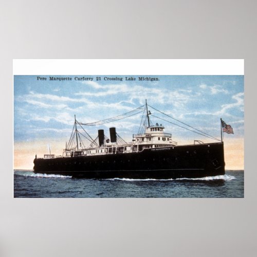 Pere Marquette Car Ferry 21 Crossing Lake Michigan Poster