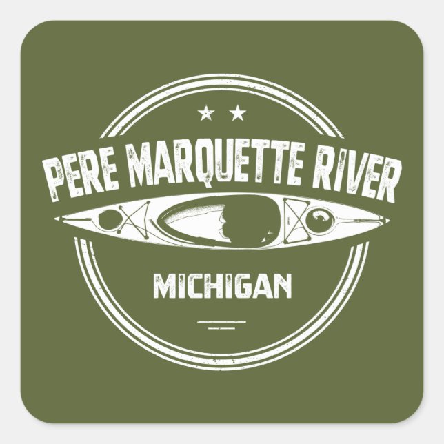 Pere Marquette River Michigan Kayaking Square Sticker (Front)