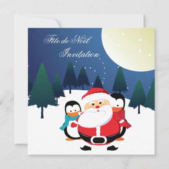Père Noël et Manchot Fête de Noël invitation (Front)
