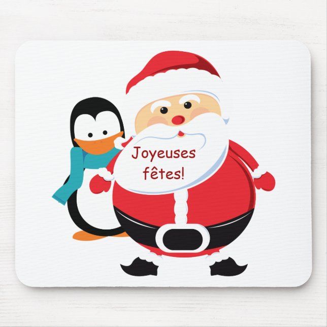 Père Noël et Manchot Santa Claus Tapis de souris Mouse Pad (Front)