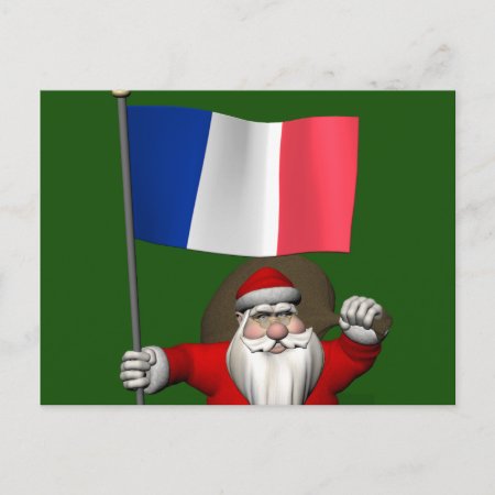 Père Noël With Flag Of France Postcard
