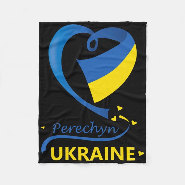 Perechyn Ukraine National Flag Heart Emblem Crest  Fleece Blanket (Front)