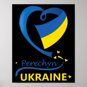 Perechyn Ukraine National Flag Heart Emblem Crest  Poster