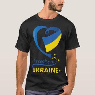 Perechyn Ukraine National Flag Heart Emblem Crest T-Shirt