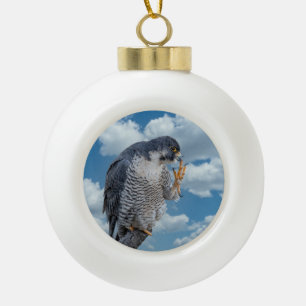 Peregrine Falcon along the Hudson River Ceramic Ball Christmas Ornament