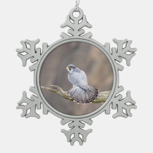 Peregrine Falcon at the Palisades Interstate Park Snowflake Pewter Christmas Ornament