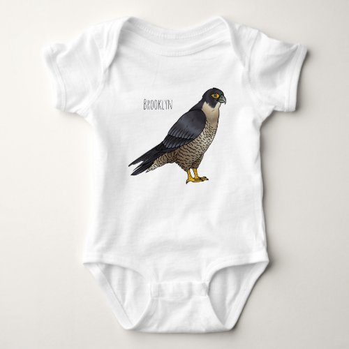 Peregrine falcon bird cartoon illustration  baby bodysuit