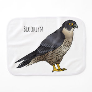 Peregrine falcon bird cartoon illustration baby burp cloth
