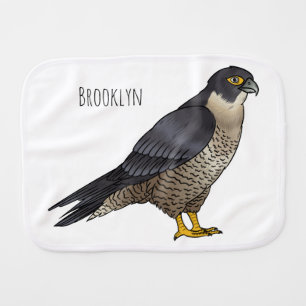 Peregrine falcon bird cartoon illustration baby burp cloth
