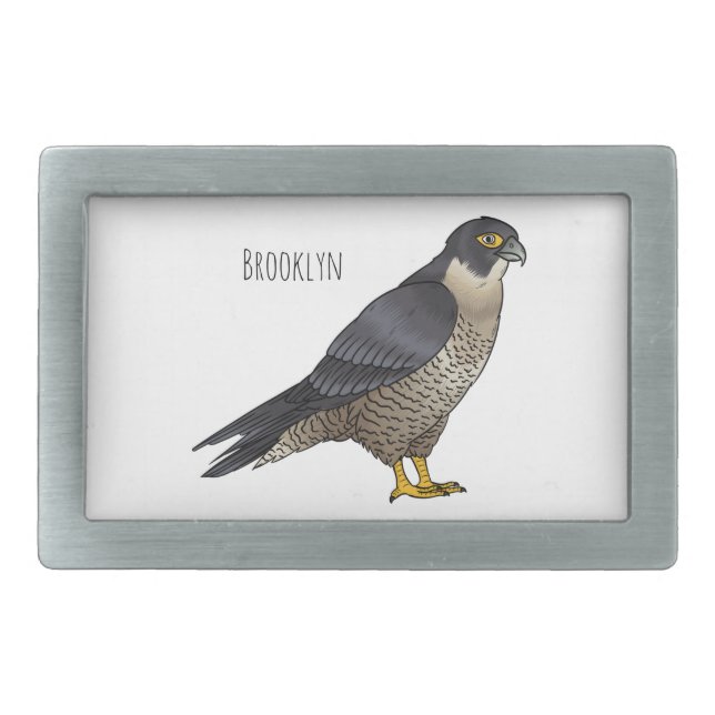 Peregrine falcon bird cartoon illustration  belt buckle (Front)