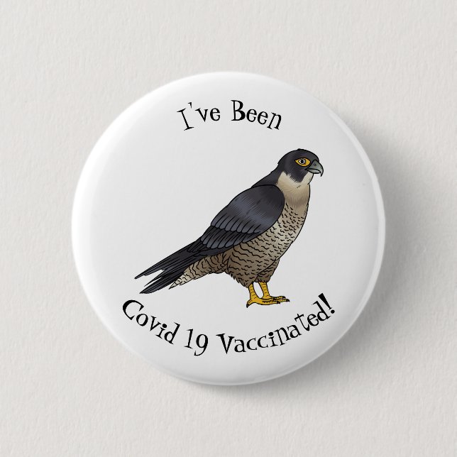 Peregrine falcon bird cartoon illustration button (Front)