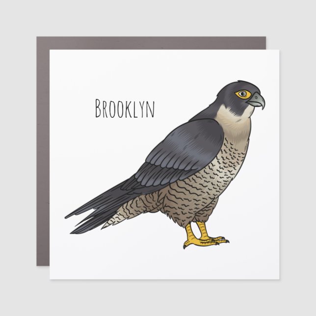 Peregrine falcon bird cartoon illustration  car magnet (Front)