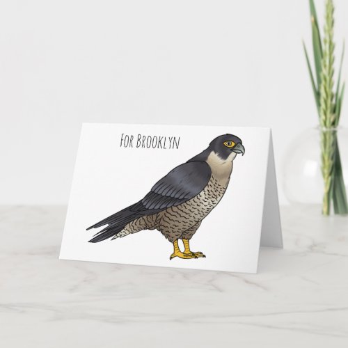 Peregrine falcon bird cartoon illustration  card