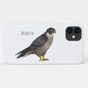 Peregrine falcon bird cartoon illustration iPhone 11 case