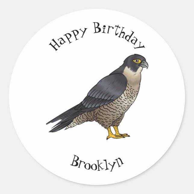 Peregrine falcon bird cartoon illustration classic round sticker (Front)