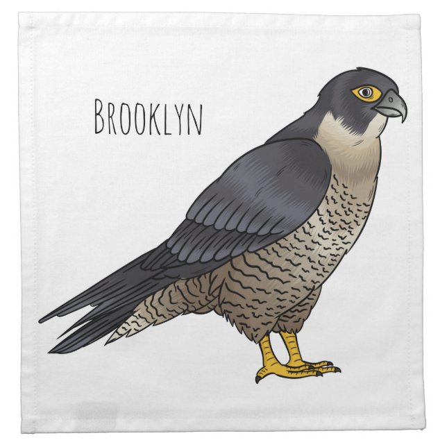 Peregrine falcon bird cartoon illustration cloth napkin (Front)