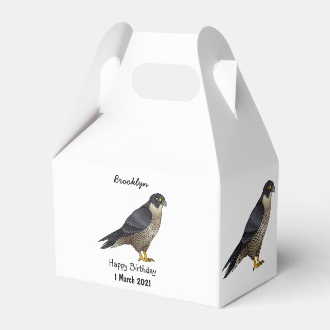 Peregrine falcon bird cartoon illustration favor boxes (Front Side)