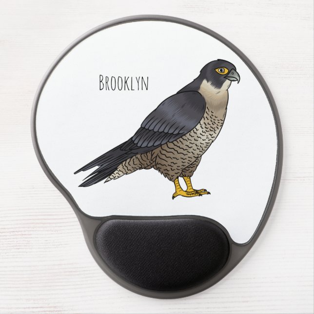 Peregrine falcon bird cartoon illustration gel mouse pad (Front)