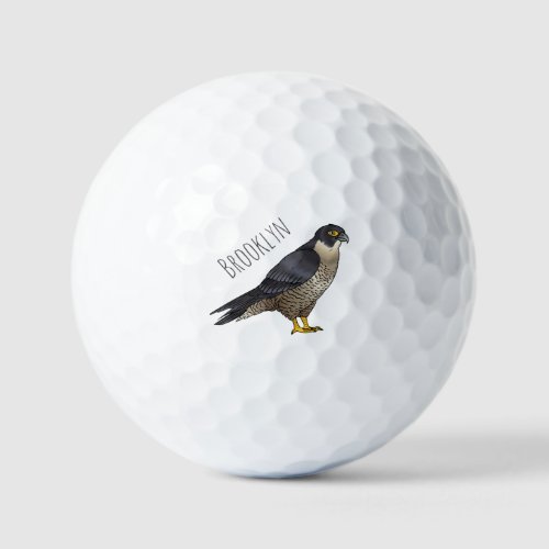 Peregrine falcon bird cartoon illustration golf balls