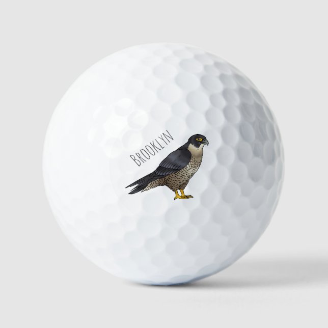 Peregrine falcon bird cartoon illustration golf balls (Front)