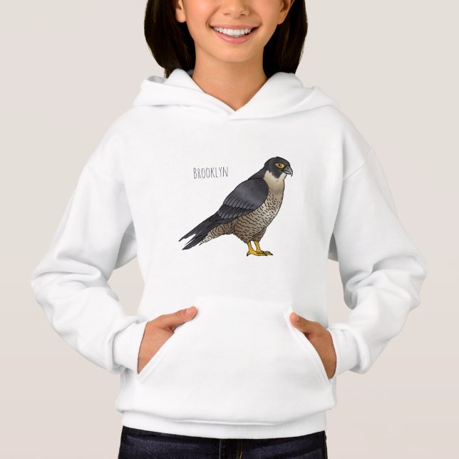 Peregrine falcon bird cartoon illustration  hoodie (Front)