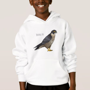 Peregrine falcon bird cartoon illustration hoodie
