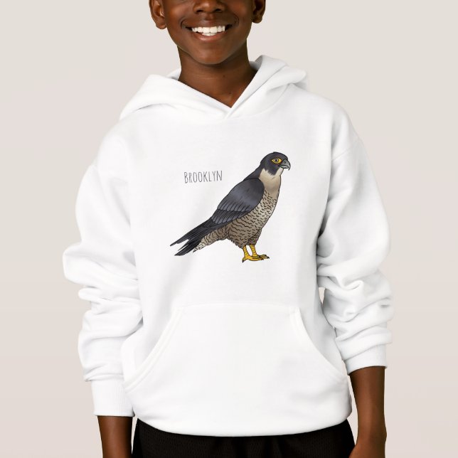 Peregrine falcon bird cartoon illustration  hoodie (Front)