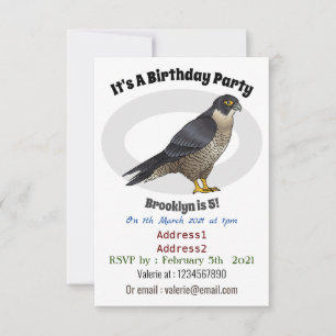 Peregrine falcon bird cartoon illustration invitation