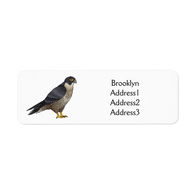 Peregrine falcon bird cartoon illustration label (Front)