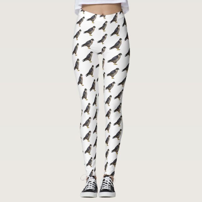 Peregrine falcon bird cartoon illustration  leggings (Front)