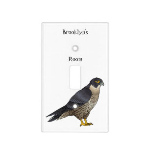 Peregrine falcon bird cartoon illustration light switch cover