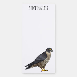 Peregrine falcon bird cartoon illustration magnetic notepad