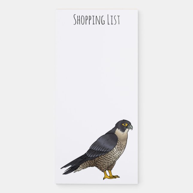 Peregrine falcon bird cartoon illustration magnetic notepad (Front)