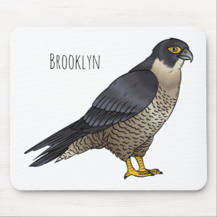 Peregrine falcon bird cartoon illustration  mouse pad