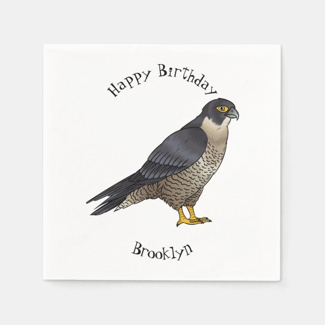 Peregrine falcon bird cartoon illustration  napkins (Front)