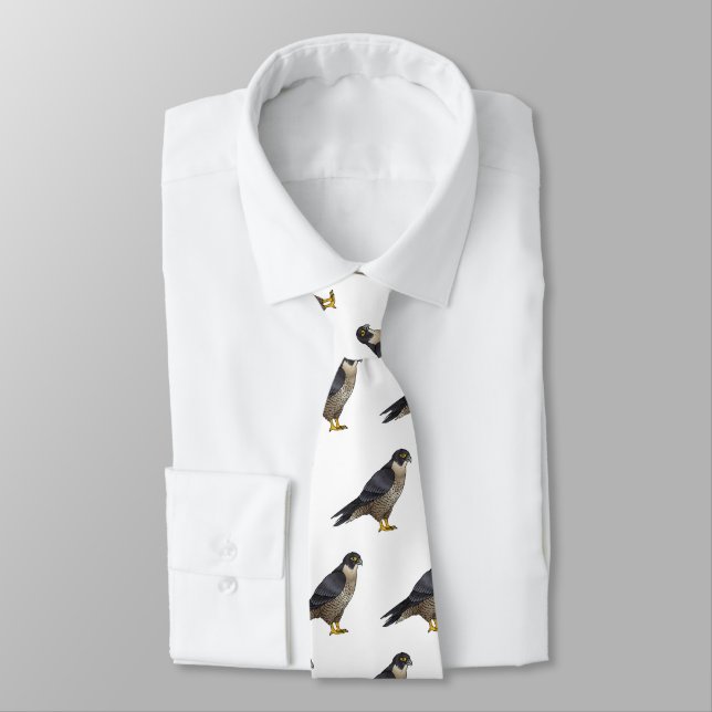 Peregrine falcon bird cartoon illustration neck tie (Tied)